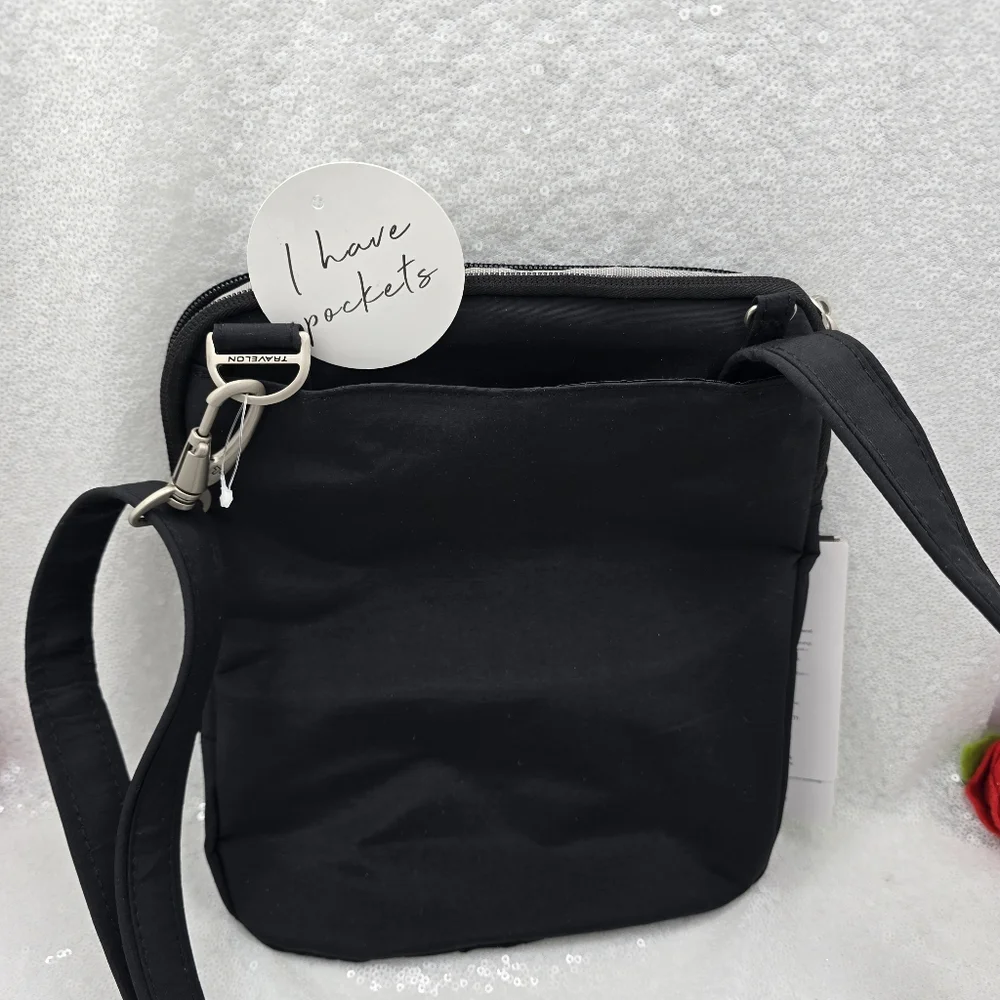 Travelon Anti-Theft Security Shoulder Crossbody Bag Slim Classic Black Travel - Picture 9 of 13